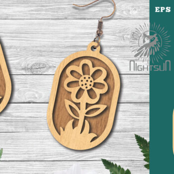 Intra απο ξύλο plywood 3mm-4mm πάχος - Σκουλαρίκια κομμένα με λέιζερ Flowers 3 Δίασταση 3x3 cm INTRAFABR-123580948 - Image 1