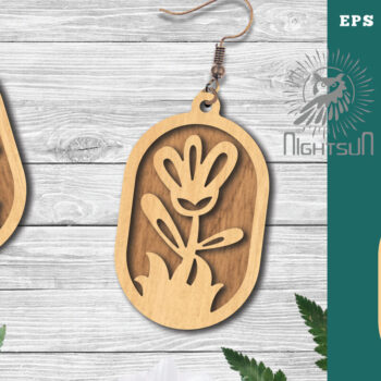 Intra απο ξύλο plywood 3mm-4mm πάχος - Σκουλαρίκια κομμένα με λέιζερ λουλούδια 4 Δίασταση 3x3 cm INTRAFABR-123580988 - Image 1