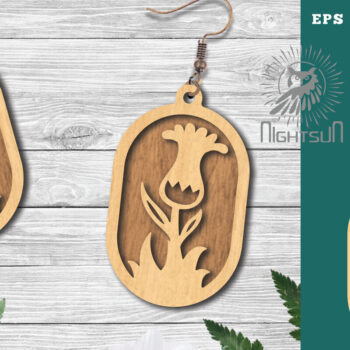 Intra απο ξύλο plywood 3mm-4mm πάχος - Σκουλαρίκια κομμένα με λέιζερ Flowers 6 Δίασταση 3x3 cm INTRAFABR-123581076 - Image 1