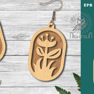 Intra απο ξύλο plywood 3mm-4mm πάχος - Σκουλαρίκια Flowers Cut Laser 8 Δίασταση 3x3 cm INTRAFABR-123581141