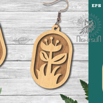 Intra απο ξύλο plywood 3mm-4mm πάχος - Σκουλαρίκια Flowers Cut Laser 8 Δίασταση 3x3 cm INTRAFABR-123581141 - Image 1