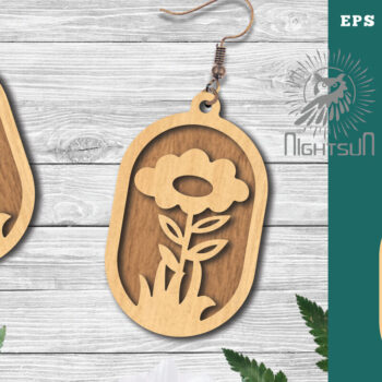 Intra απο ξύλο plywood 3mm-4mm πάχος - Σκουλαρίκια κομμένα με λέιζερ Flowers 9 Δίασταση 3x3 cm INTRAFABR-123581369 - Image 1