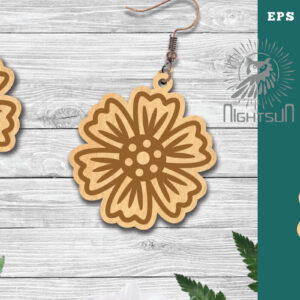 Intra απο ξύλο plywood 3mm-4mm πάχος - Σκουλαρίκια κομμένα με λέιζερ Flowers  3 Δίασταση 3x3 cm INTRAFABR-112768637