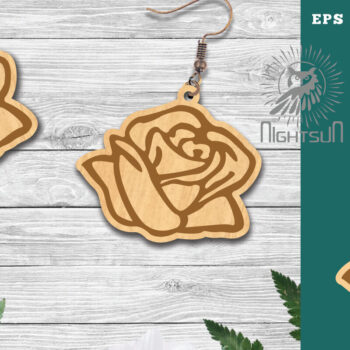 Intra απο ξύλο plywood 3mm-4mm πάχος - Σκουλαρίκια κομμένα με λέιζερ Flowers 5 Δίασταση 3x3 cm INTRAFABR-112768758 - Image 1