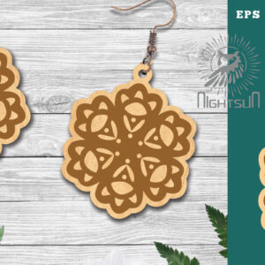 Intra απο ξύλο plywood 3mm-4mm πάχος - Σκουλαρίκια κομμένα με λέιζερ Flowers  6 Δίασταση 3x3 cm INTRAFABR-112768795