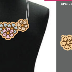 Intra απο ξύλο plywood 3mm-4mm πάχος - Flowers Κολιέ με λέιζερ Σχέδιο  Δίασταση 5x5 cm INTRAFABR-107490851