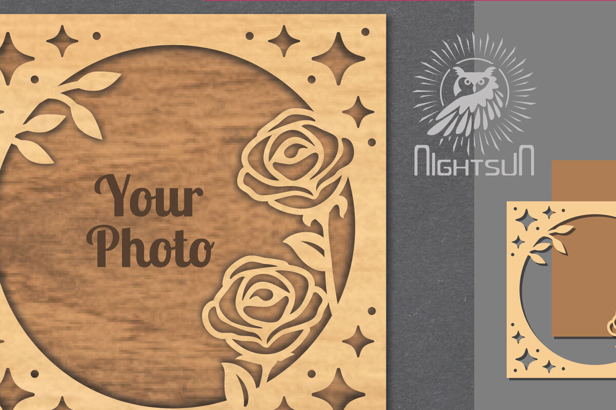 Intra απο ξύλο plywood 3mm-4mm πάχος - Κορνίζα φωτογραφιών Flowers Cut Laser 1 Δίασταση 20x25 cm INTRAFABR-112908238