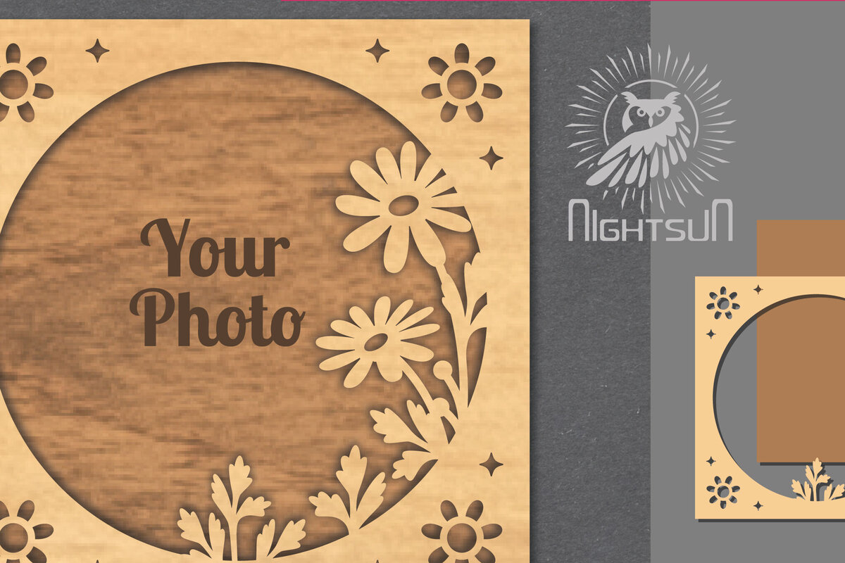 Intra απο ξύλο plywood 3mm-4mm πάχος - Flowers Laser Cut Κορνίζα 3 Δίασταση 20x25 cm INTRAFABR-112908315