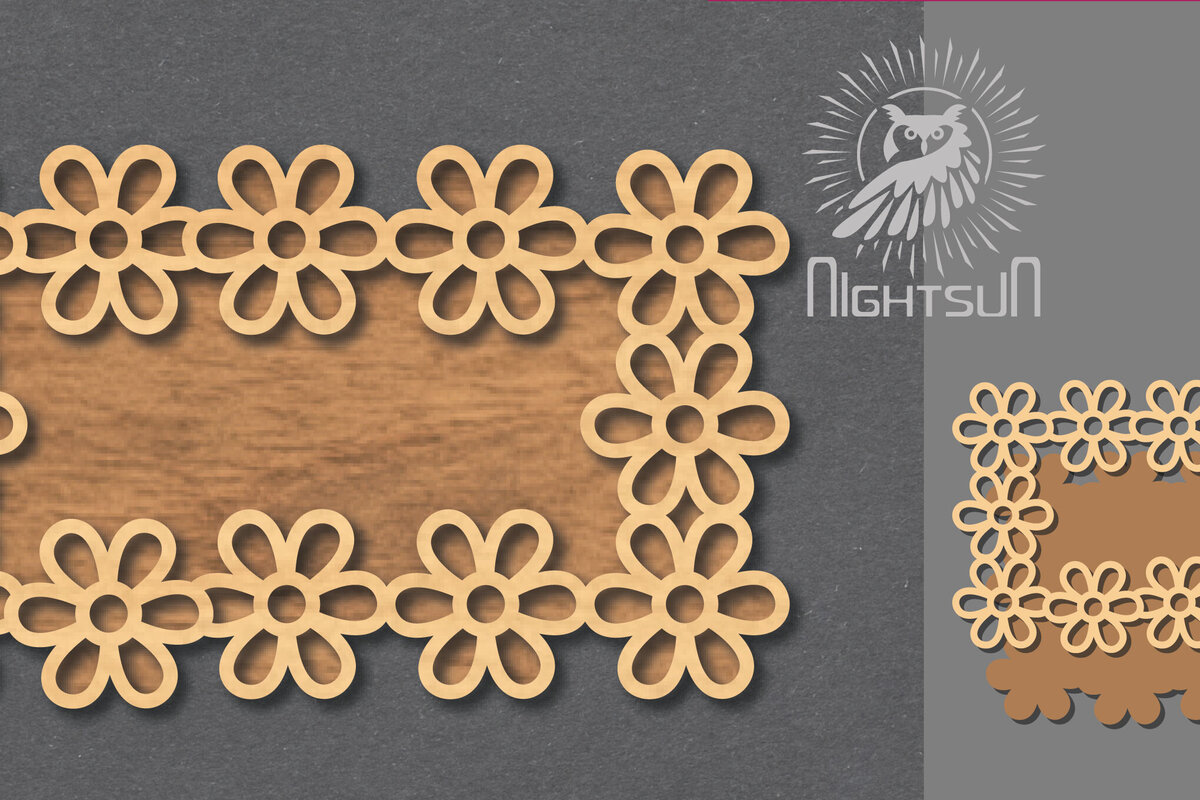 Intra απο ξύλο plywood 3mm-4mm πάχος - Σήμα κοπής λέιζερ λουλουδιών 1 Δίασταση 20x20 cm INTRAFABR-119037432