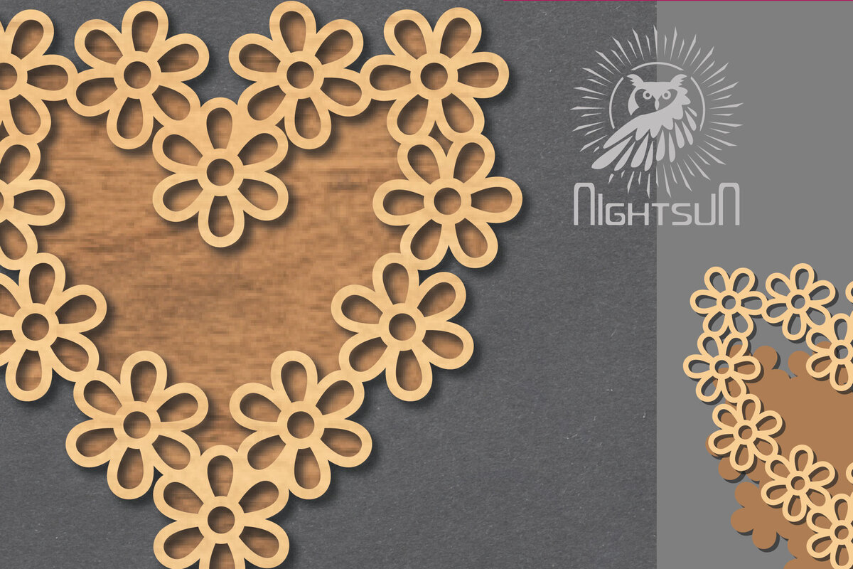 Intra απο ξύλο plywood 3mm-4mm πάχος - Σήμα κοπής με λέιζερ λουλουδιών 5 Δίασταση 20x20 cm INTRAFABR-119037502