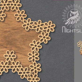 Intra απο ξύλο plywood 3mm-4mm πάχος - Σήμα κοπής με λέιζερ λουλουδιών 6 Δίασταση 20x20 cm INTRAFABR-119037514 - Image 1