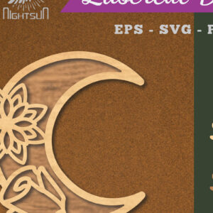 Intra απο ξύλο plywood 3mm-4mm πάχος - Flowers Moon Laser Cut Decoration  1 Δίασταση 20x20 cm INTRAFABR-112909127