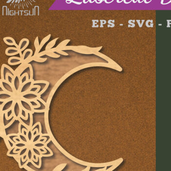 Intra απο ξύλο plywood 3mm-4mm πάχος - Flowers Moon Laser Cut Decoration 2 Δίασταση 20x20 cm INTRAFABR-112909166 - Image 1