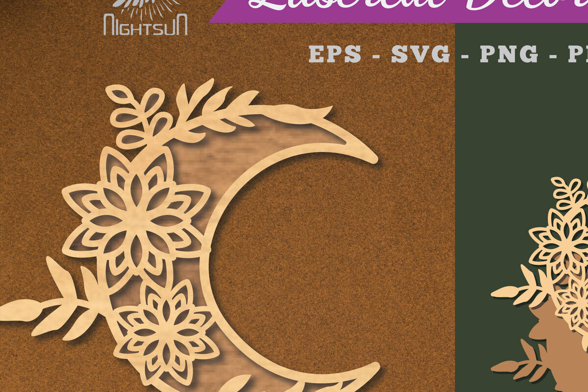 Intra απο ξύλο plywood 3mm-4mm πάχος - Flowers Moon Laser Cut Decoration  2 Δίασταση 20x20 cm INTRAFABR-112909166
