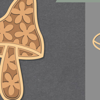 Intra απο ξύλο plywood 3mm-4mm πάχος - Λουλούδια Μανιτάρι Διακόσμηση Lasercut Δίασταση 20x20 cm INTRAFABR-111488697 - Image 1