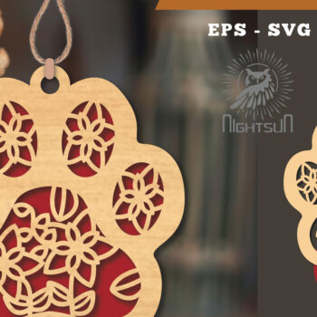 Intra απο ξύλο plywood 3mm-4mm πάχος - Στολίδι Flowers Paw Cut Laser 1 Δίασταση 6x6 cm INTRAFABR-113203964 - Image 1