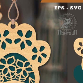 Intra απο ξύλο plywood 3mm-4mm πάχος - Στολίδι Flowers Paw Laser Cut 2 Δίασταση 6x6 cm INTRAFABR-113204127 - Image 1