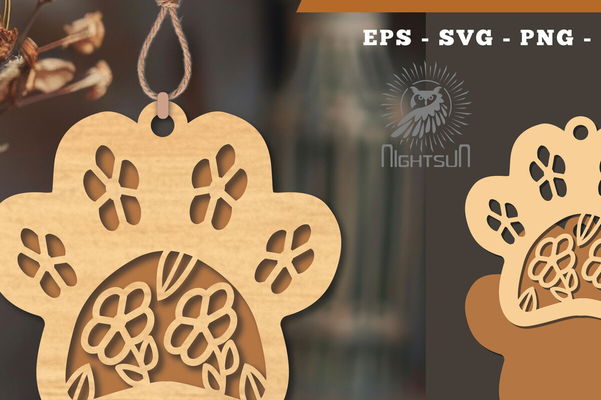 Intra απο ξύλο plywood 3mm-4mm πάχος - Στολίδι Flowers Paw Cut Laser 4 Δίασταση 6x6 cm INTRAFABR-113204228