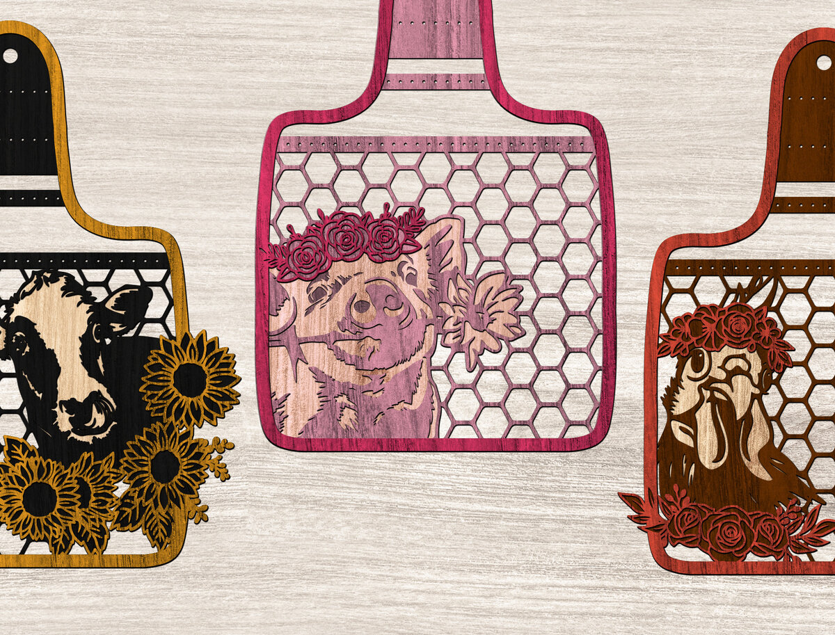 Intra απο ξύλο plywood 3mm-4mm πάχος - Στάση σκουλαρικιών πουλερικών με λουλούδια Δίασταση 20x20 cm INTRAFABR-26140961