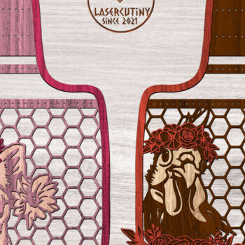 Intra απο ξύλο plywood 3mm-4mm πάχος - Στάση σκουλαρικιών πουλερικών με λουλούδια Δίασταση 20x20 cm INTRAFABR-26140961 - Image 2