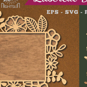 Intra απο ξύλο plywood 3mm-4mm πάχος - Λουλούδια Ορθογώνια Διακόσμηση κομμένη με λέιζερ Δίασταση 20x20 cm INTRAFABR-113107688 - Image 1