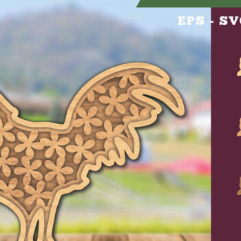 Intra απο ξύλο plywood 3mm-4mm πάχος - Flowers Rooster Cut Laser Decoration Δίασταση 20x20 cm INTRAFABR-111784258 - Image 1
