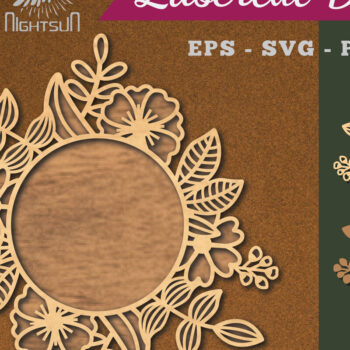 Intra απο ξύλο plywood 3mm-4mm πάχος - Λουλούδια Στρογγυλή διακόσμηση κομμένη με λέιζερ 1 Δίασταση 20x20 cm INTRAFABR-113107706 - Image 1