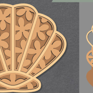 Intra απο ξύλο plywood 3mm-4mm πάχος - Flowers Shell Lasercut Decoration  Δίασταση 20x20 cm INTRAFABR-111488820
