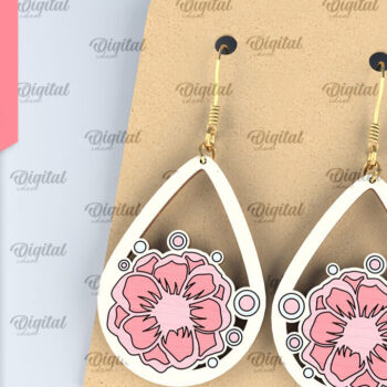 Intra απο ξύλο plywood 3mm-4mm πάχος - Λουλούδια Σκουλαρίκια δάκρυ κομμένα με λέιζερ Δίασταση 3x3 cm INTRAFABR-95169464 - Image 1