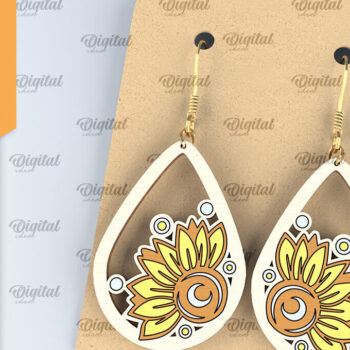 Intra απο ξύλο plywood 3mm-4mm πάχος - Λουλούδια Σκουλαρίκια δάκρυ κομμένα με λέιζερ Δίασταση 3x3 cm INTRAFABR-95169176 - Image 1