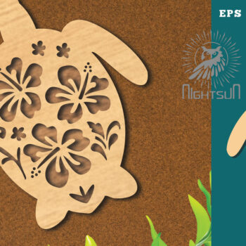 Intra απο ξύλο plywood 3mm-4mm πάχος - Flowers Turtle Cut Laser Decoration 1 Δίασταση 20x20 cm INTRAFABR-114451742 - Image 1