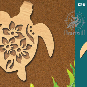 Intra απο ξύλο plywood 3mm-4mm πάχος - Flowers Turtle Cut Laser Decoration 2 Δίασταση 20x20 cm INTRAFABR-114451757 - Image 1