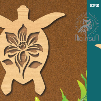 Intra απο ξύλο plywood 3mm-4mm πάχος - Flowers Turtle Cut Laser Decoration 3 Δίασταση 20x20 cm INTRAFABR-114451787 - Image 1