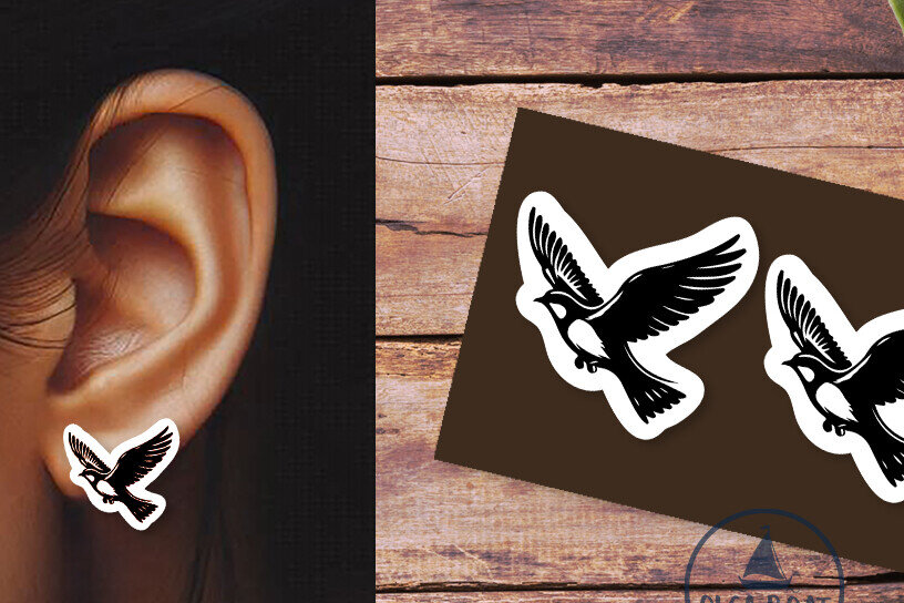 Intra απο ξύλο plywood 3mm-4mm πάχος - Flying Bird Earrings  | Καλοκαιρινό λέιζερ Δίασταση 3x3 cm INTRAFABR-120209348