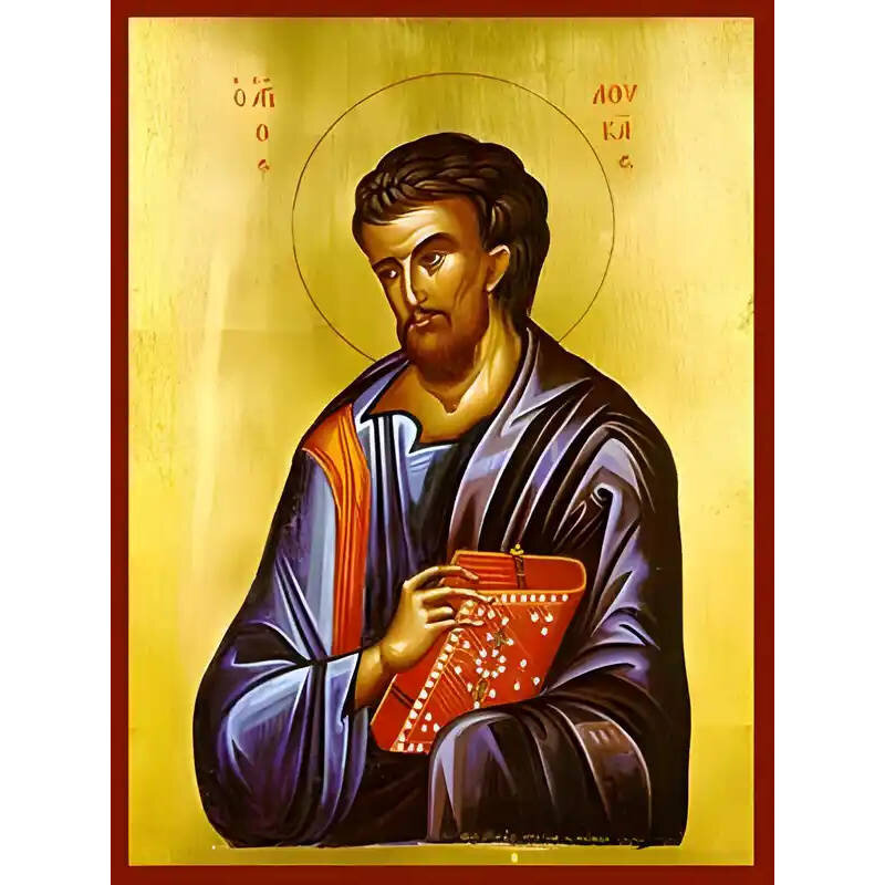Εικόνα Ορθοδοξίας με περίγραμμα χρυσό σε ξύλο Φλαμουρίας  με  βάση Εικόνα ΑΓΙΟΣ ΑΠΟΣΤΟΛΟΣ ΚΑΙ ΕΥΑΓΓΕΛΙΣΤΗΣ ΛΟΥΚΑΣ Χειροποίητη Ελληνορθόδοξη εικόνα του Ιησού Χριστού, Κρεμαστή πλάκα βυζαντινής τέχνης, χριστιανική τέχνη Διάσταση 40x30 cm (10,2x7,9 ίντσες)  INTRAEK-1447757865048