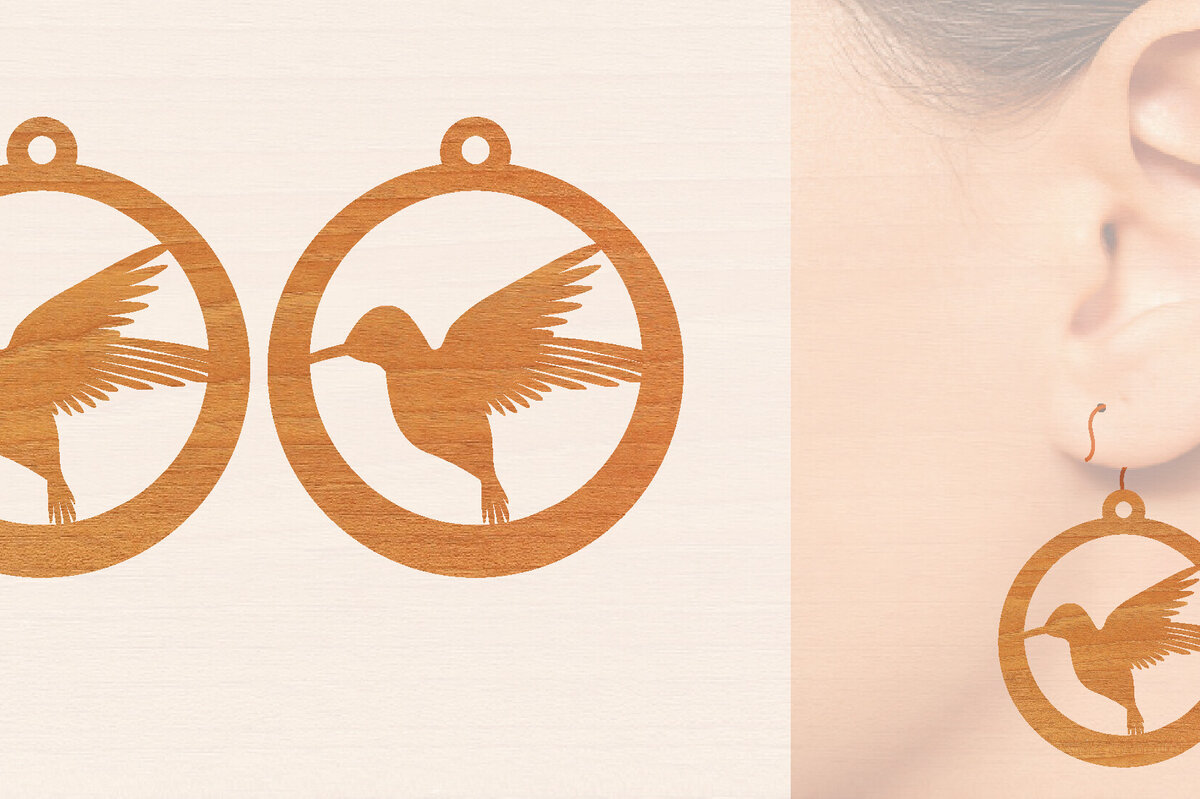 Intra απο ξύλο plywood 3mm-4mm πάχος - Ξύλινα σκουλαρίκια Flying Bird Cut Laser  Δίασταση 3x3 cm INTRAFABR-98890834