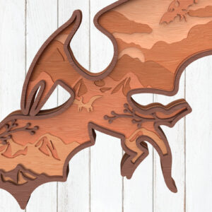 Intra απο ξύλο plywood 3mm-4mm πάχος - Flying Dinosaur Wall Art 3D Layered  Δίασταση 6x6 cm INTRAFABR-119557358