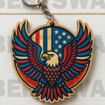 Intra απο ξύλο plywood 3mm-4mm πάχος - Μπρελόκ Flying Eagle Cut Laser Δίασταση 4x4 cm INTRAFABR-122402252 - Image 1