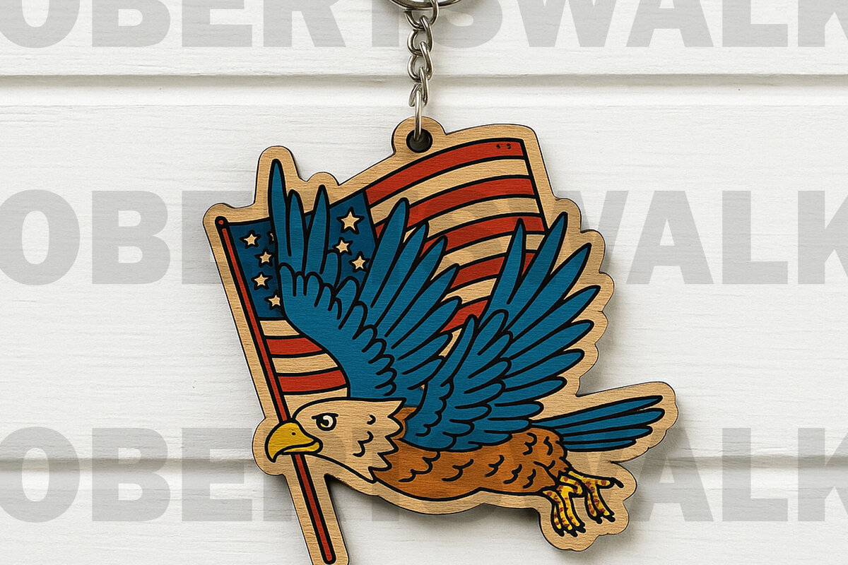 Intra απο ξύλο plywood 3mm-4mm πάχος - Μπρελόκ Flying Eagle Cut Laser Δίασταση 4x4 cm INTRAFABR-122398812