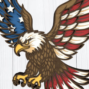Intra απο ξύλο plywood 3mm-4mm πάχος - Flying Eagle Patriotic  Design Δίασταση 6x6 cm INTRAFABR-122672845