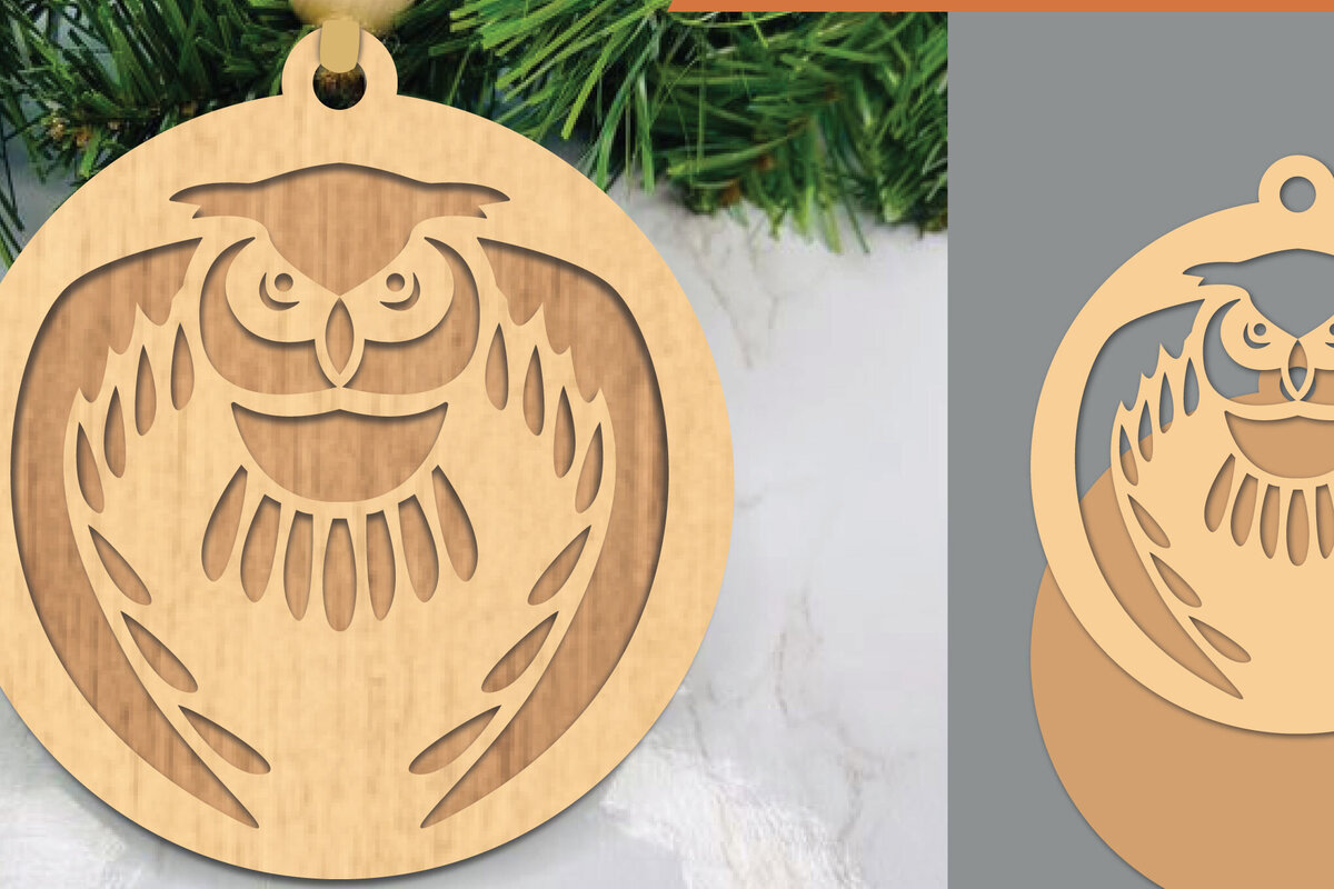 Intra απο ξύλο plywood 3mm-4mm πάχος - Στολίδι με κομμένο λέιζερ Flying Owl  Δίασταση 6x6 cm INTRAFABR-106024542