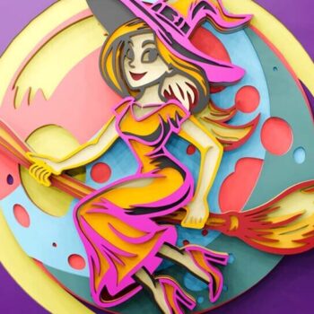 Intra απο ξύλο plywood 3mm-4mm πάχος - Flying Witch 3D Πολυεπίπεδα Αρχεία Δίασταση 63x10 cm INTRAFABR-110903768 - Image 2