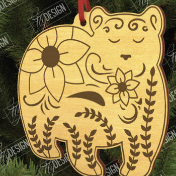 Intra απο ξύλο plywood 3mm-4mm πάχος - Λαϊκό στολίδι αρκούδας | Ρουστίκ Σχέδιο | CNC Δίασταση 6x6 cm INTRAFABR-104010535 - Image 1