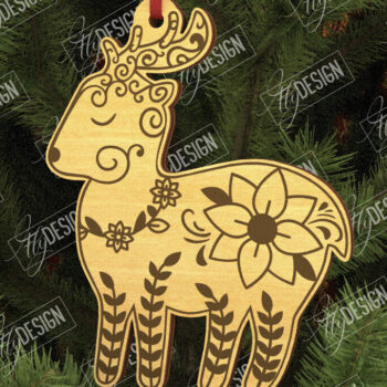 Intra απο ξύλο plywood 3mm-4mm πάχος - Λαϊκό στολίδι ελαφιού | Ρουστίκ Σχέδιο | CNC Δίασταση 6x6 cm INTRAFABR-104010518 - Image 1