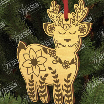 Intra απο ξύλο plywood 3mm-4mm πάχος - Λαϊκό στολίδι ελαφιού | Ρουστίκ Σχέδιο | CNC Δίασταση 6x6 cm INTRAFABR-104010506 - Image 1