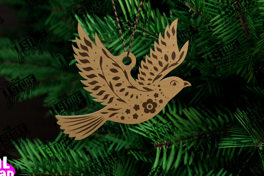 Intra απο ξύλο plywood 3mm-4mm πάχος - Λαϊκό Στολίδι Περιστεριού | Ρουστίκ Σχέδιο | CNC Δίασταση 6x6 cm INTRAFABR-104745744