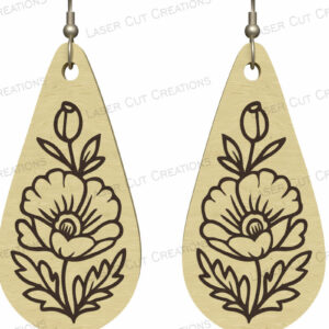 Intra απο ξύλο plywood 3mm-4mm πάχος - Folk Floral Σκουλαρίκια Δάκρυ  Δίασταση 3x3 cm INTRAFABR-124634190