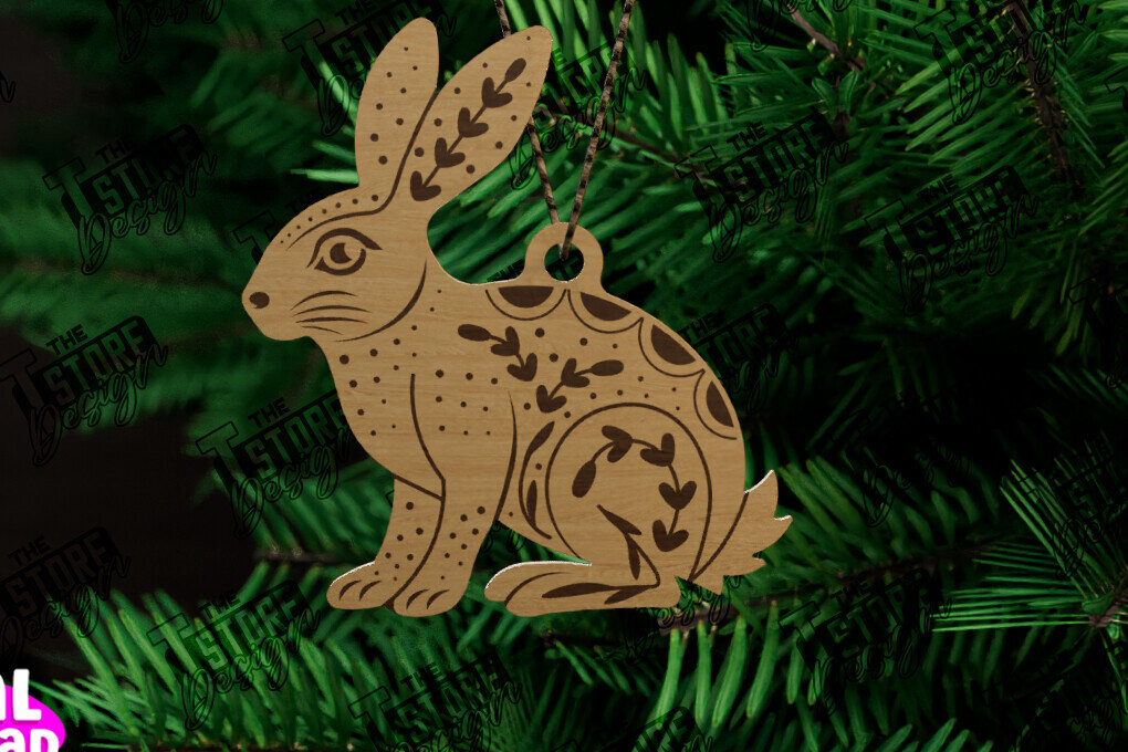 Intra απο ξύλο plywood 3mm-4mm πάχος - Λαϊκό στολίδι Λαγού | Ρουστίκ Σχέδιο | CNC Δίασταση 6x6 cm INTRAFABR-104745633