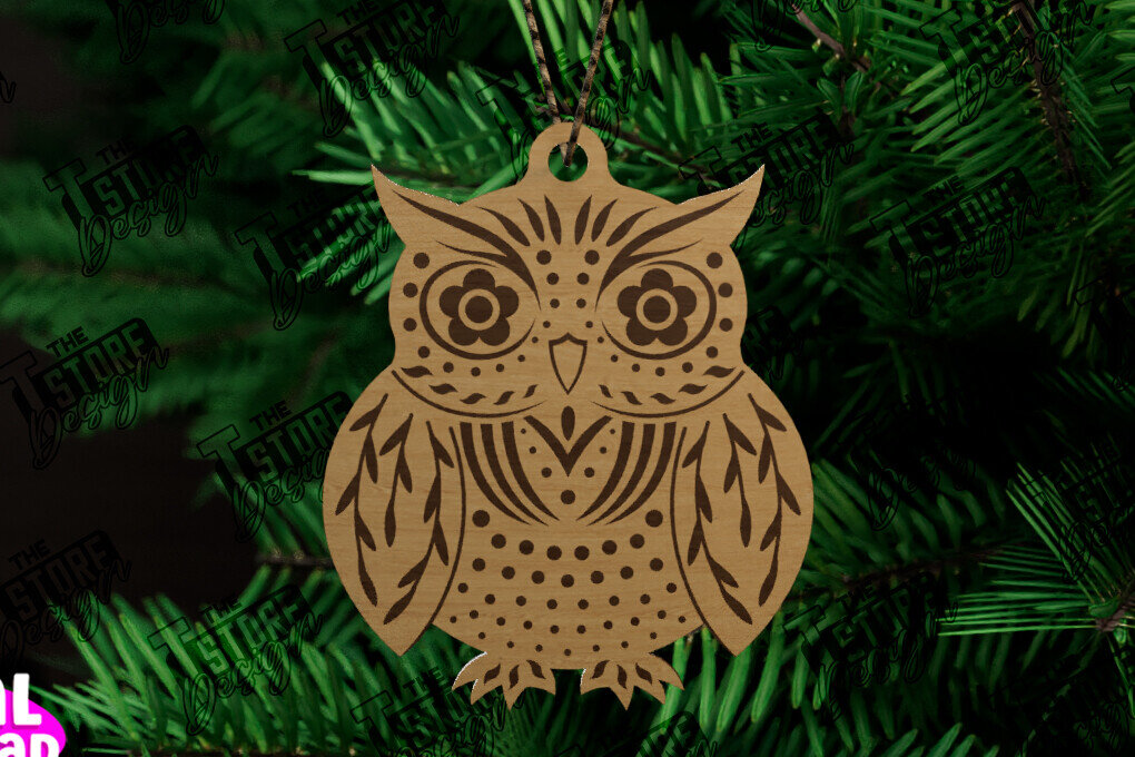 Intra απο ξύλο plywood 3mm-4mm πάχος - Λαϊκό στολίδι κουκουβάγιας | Ρουστίκ Σχέδιο | CNC Δίασταση 6x6 cm INTRAFABR-104745660