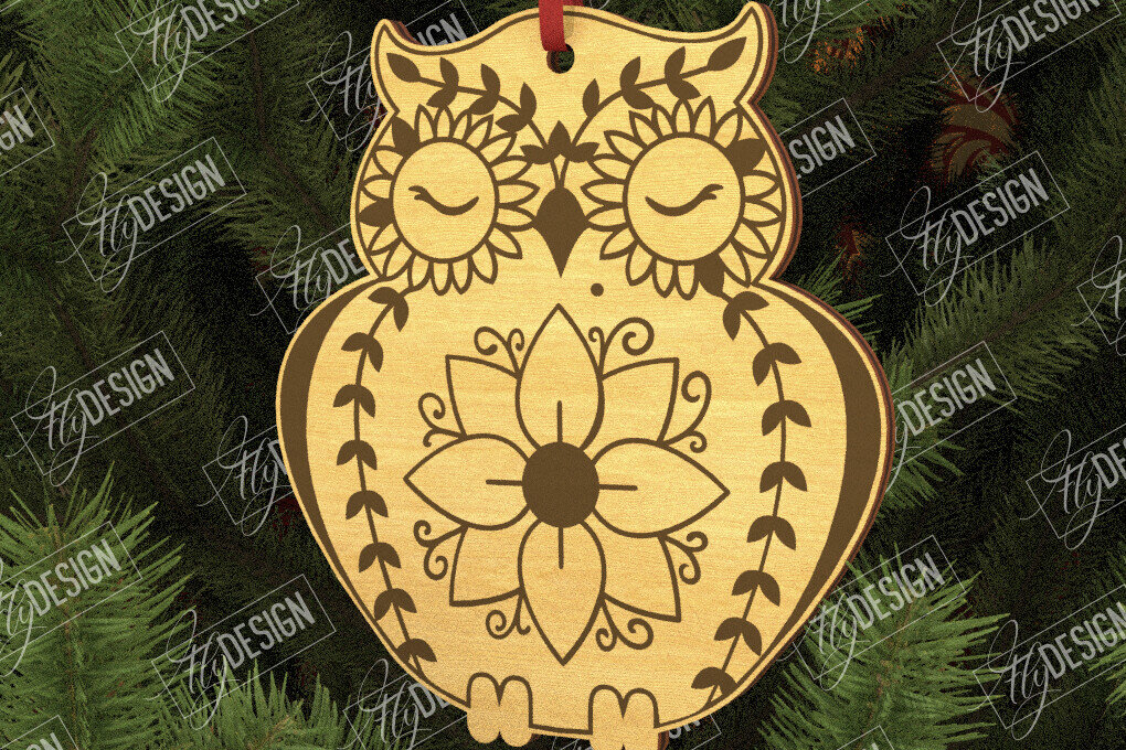 Intra απο ξύλο plywood 3mm-4mm πάχος - Λαϊκό στολίδι κουκουβάγιας | Ρουστίκ Σχέδιο | CNC Δίασταση 6x6 cm INTRAFABR-104010511